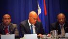 PHOTO: President Martelly giving his address at the Haiti Partners Meeting in NY