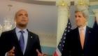 PHOTO: Haiti PM Laurent Lamothe and US Secretary of State John Kerry in Washington...