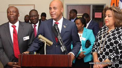 Haiti President Martelly, First Lady Sophia and Spring Valley Mayor Demeza Delhomme