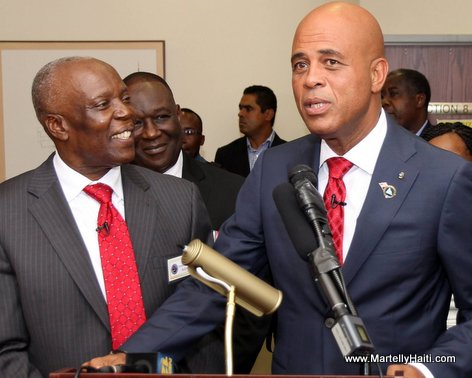 Haiti President Martelly and Spring Valley Mayor Demeza Delhomme