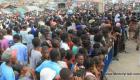 La population du Wharf Jeremie attentive aux propos du President Michel Martelly
