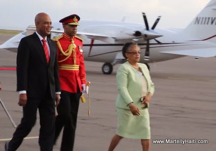 President Martelly arrival in Jamaica