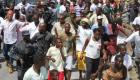 Arcahaie Haiti - Pep la antoure President Martelly en route pou Inauguration Pont Riviere Courjolle la