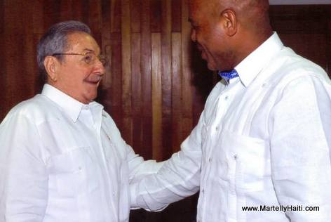 Haiti President Martelly, Raoul Castro - Cuba