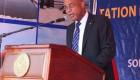 President Michel Martelly au cours de son intervention a l'inauguration de la station de traitement des excreta et d'eaux usees