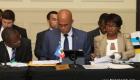 President Michel Martelly et les membres de sa delegation en plein travail