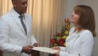 President Martelly recevant les lettres de cre ance du Nouvel Ambassadeur de la Nouvelle Ze lande, Caroline Beresford